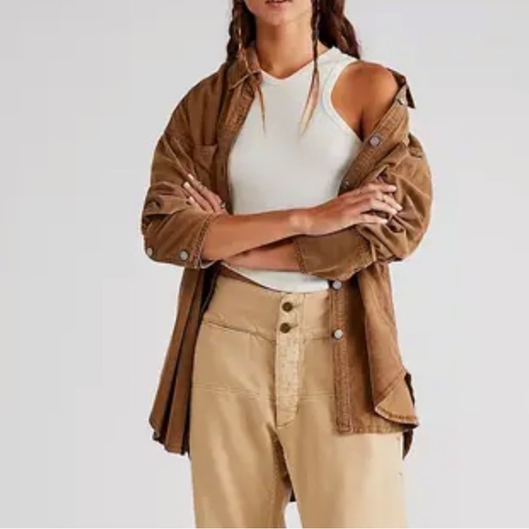 New We The Free x Free People Button Front Baby Corduroy Oversized Top /Jacket - Picture 3 of 15